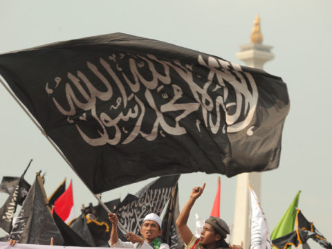 Sejumlah umat islam menggelar aksi 287 di Jakarta, Jumat (28/7).